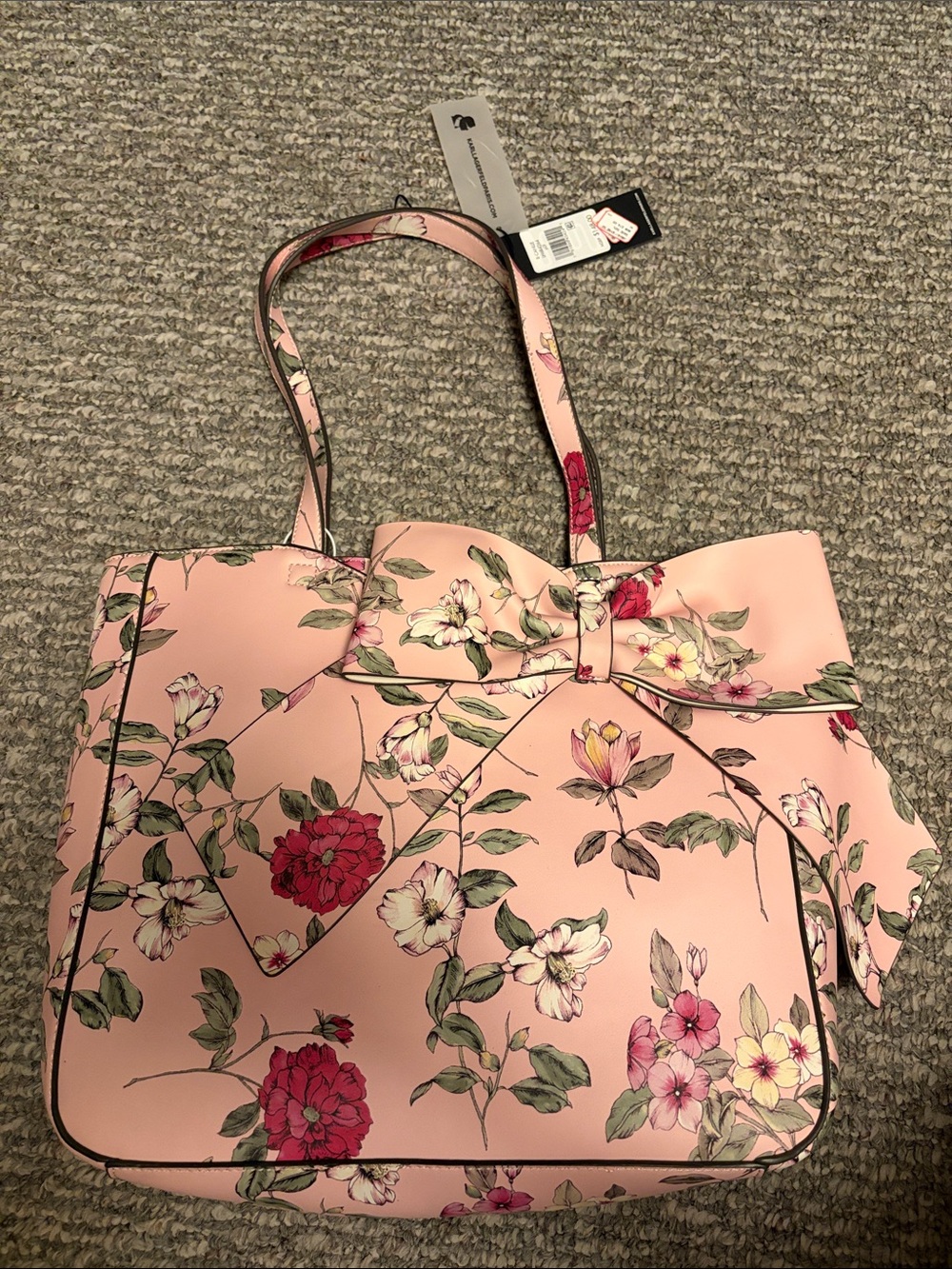 Karl Lagerfeld Pink Floral Bow-Accent Tote